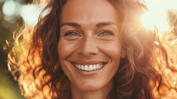 Optimistic woman smiling at the camera