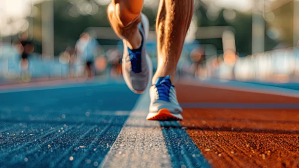 Motivated man running a race