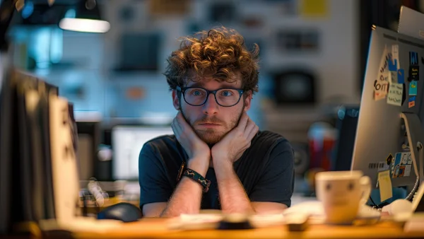 Anxious man using affirmations to control his anxiety