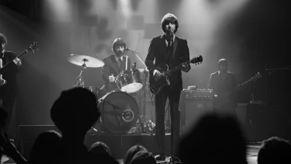 Ringo Starr on stage with The Beatles